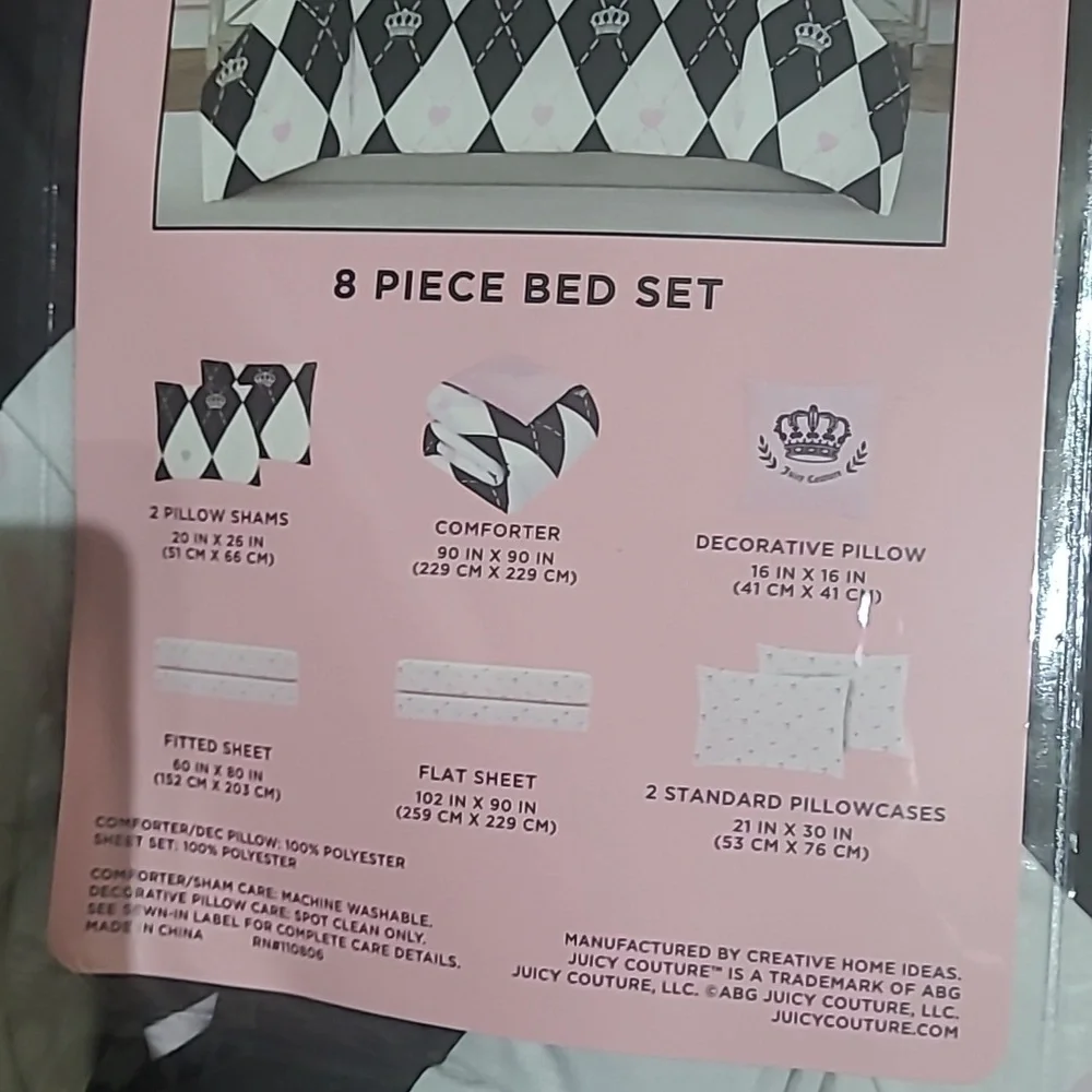Juicy Couture Black and White 8-Piece Bed Set - Queen